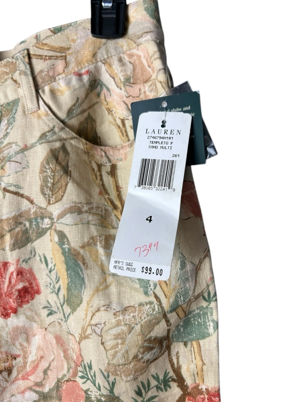 Lauren Ralph Lauren Women’s Size 4 Linen Lightweight Floral Straight Leg Pants - Picture 5 of 8
